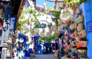 Woven baskets in market in Chefchaouen