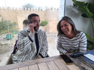 Omar and happy client ordering lunch in Tangier